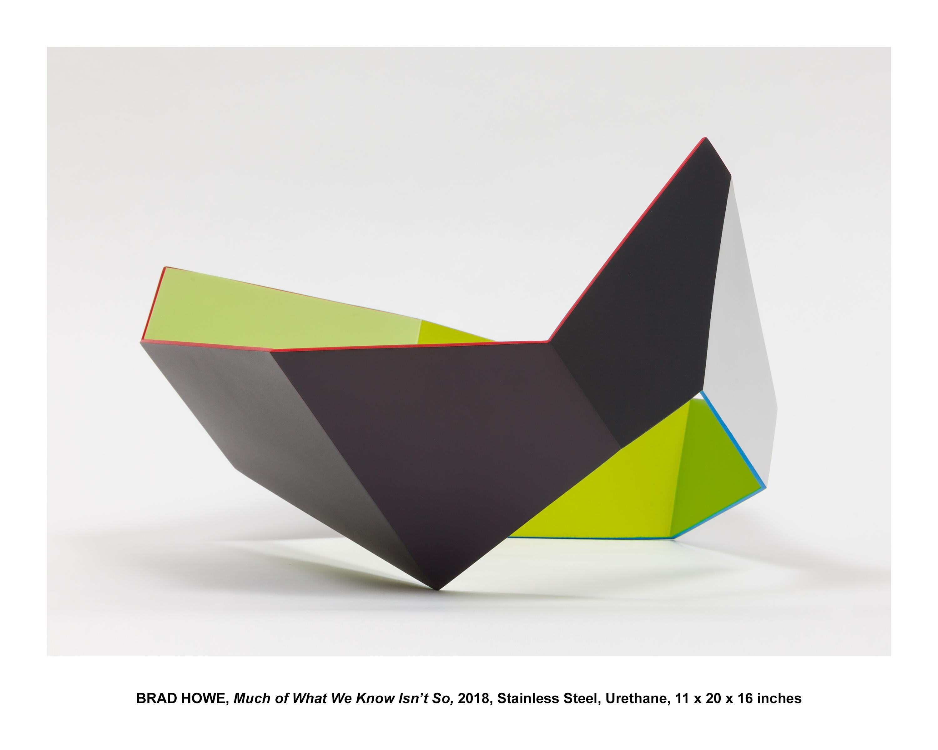 This unique, one of a kind contemporary, geometric, minimalistic sculpture by Brad Howe, is constructed of stainless steel and coated in polyurethane.

Howe’s colourful and angular work continues to connect with international communities, exhibiting