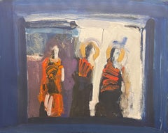 "9 Hail Chanters" Brad Kahlhamer, Modernist, Native American, Abstracted Figures