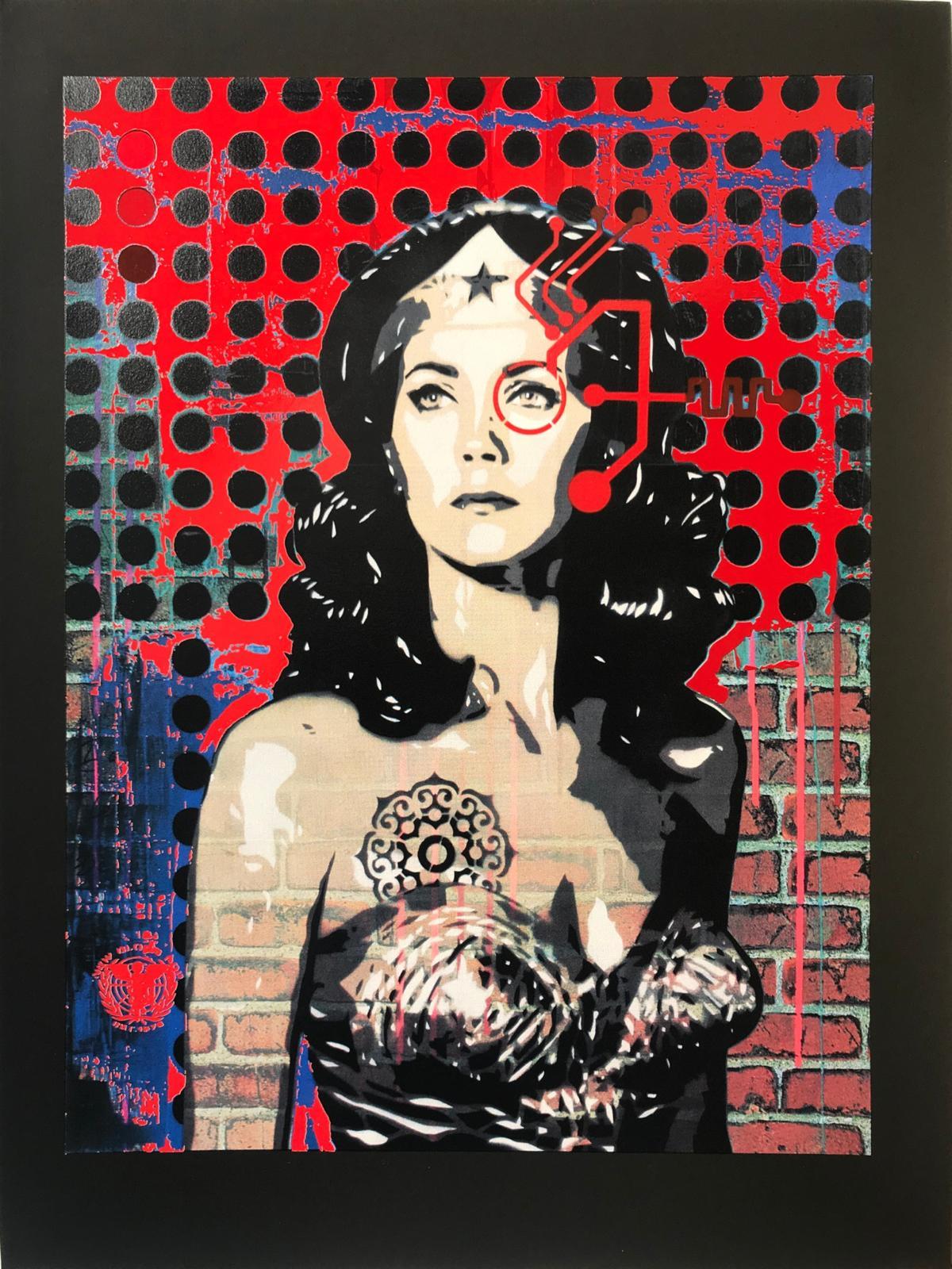 Limitierte Auflage 8-lagiger Siebdruck mit Glanzverzierungen auf schwarzem BFK Rives Papier (250gsm).

Leuchtend rote schwarze Papiervariante

Papierformat - 22 x 30 Zoll

Auflage von nur 3 Exemplaren - nummeriert, betitelt und vom Künstler in
