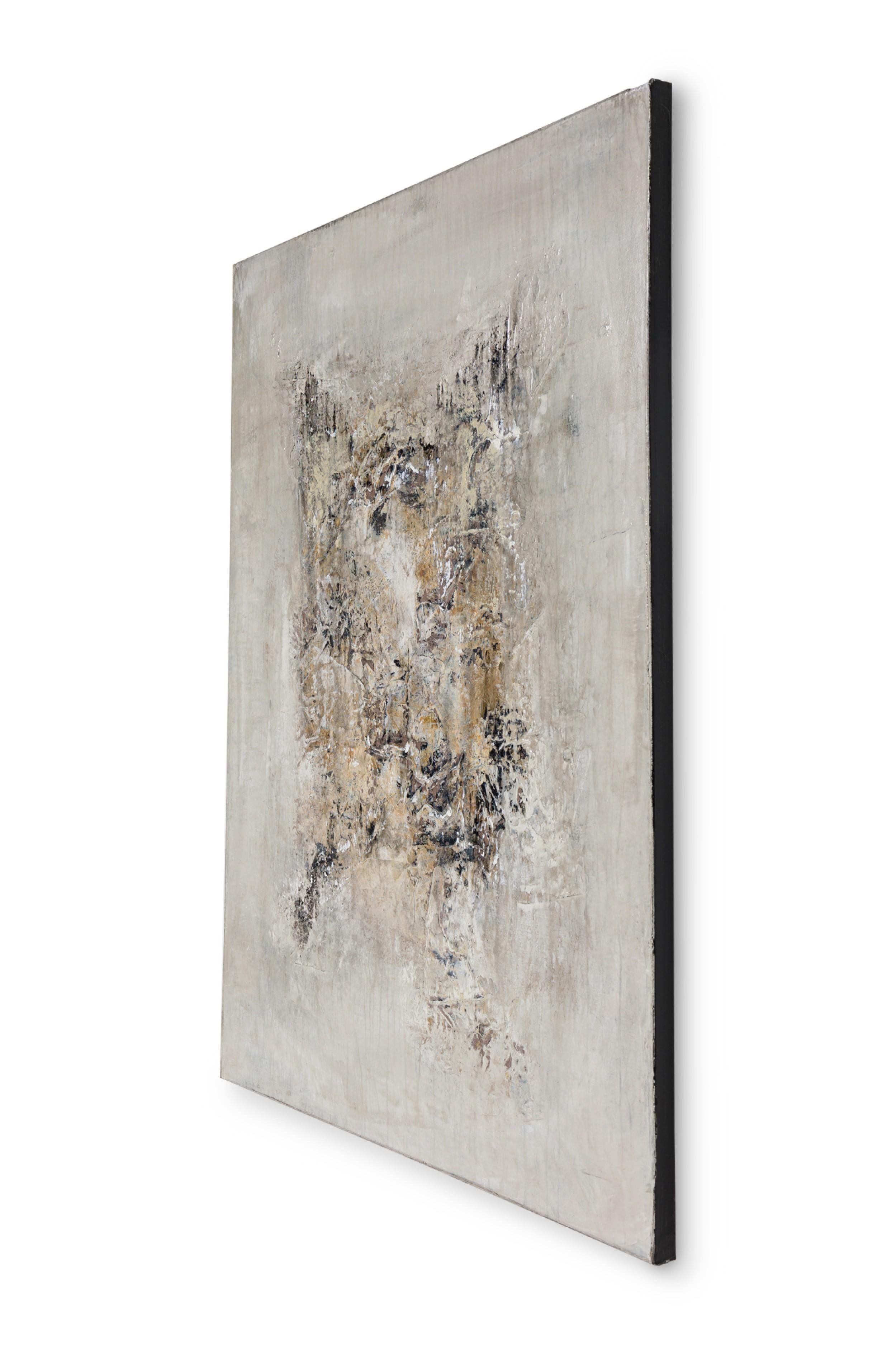 Amerikanisches zeitgenössisches abstraktes Ölgemälde in Erdtönen von subtilen Grautönen (BRAD ROBERTSON)