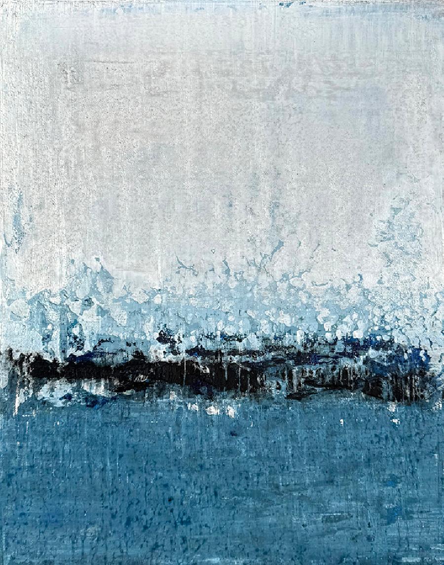 Streaming (Textured Cool Blue Abstract Painting on Stretched Canvas) - Mixed Media Art by Brad Robertson