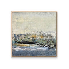 Untitled, no 1 - Blue Square Textured Abstract Landscape Painting on Canvas