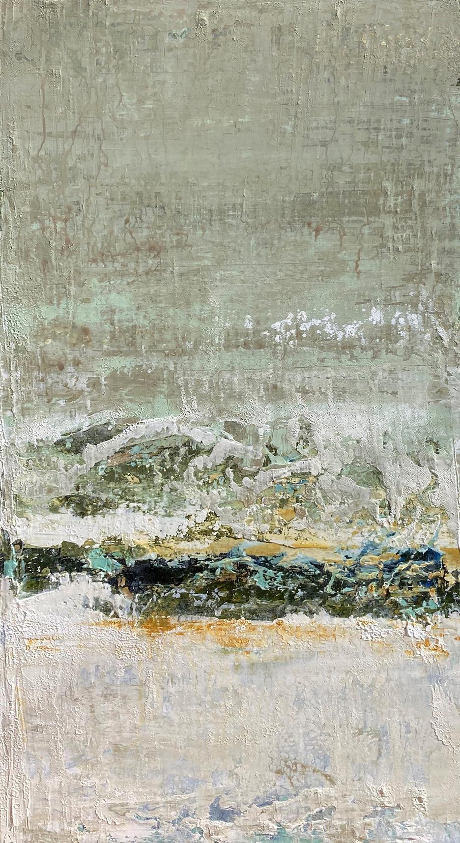 Untitled, no 12 ( Textured Vertical Abstract Landscape on Stretched Canvas) - Mixed Media Art by Brad Robertson