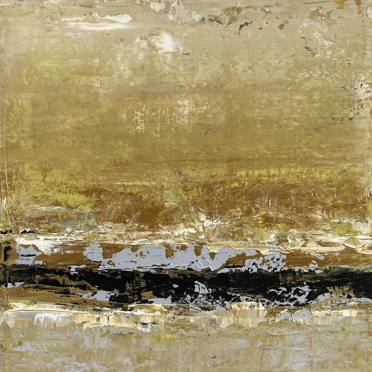 Zeitgenössisches gelbes texturiertes abstraktes Landschaftsgemälde ohne Titel, Nr. 2