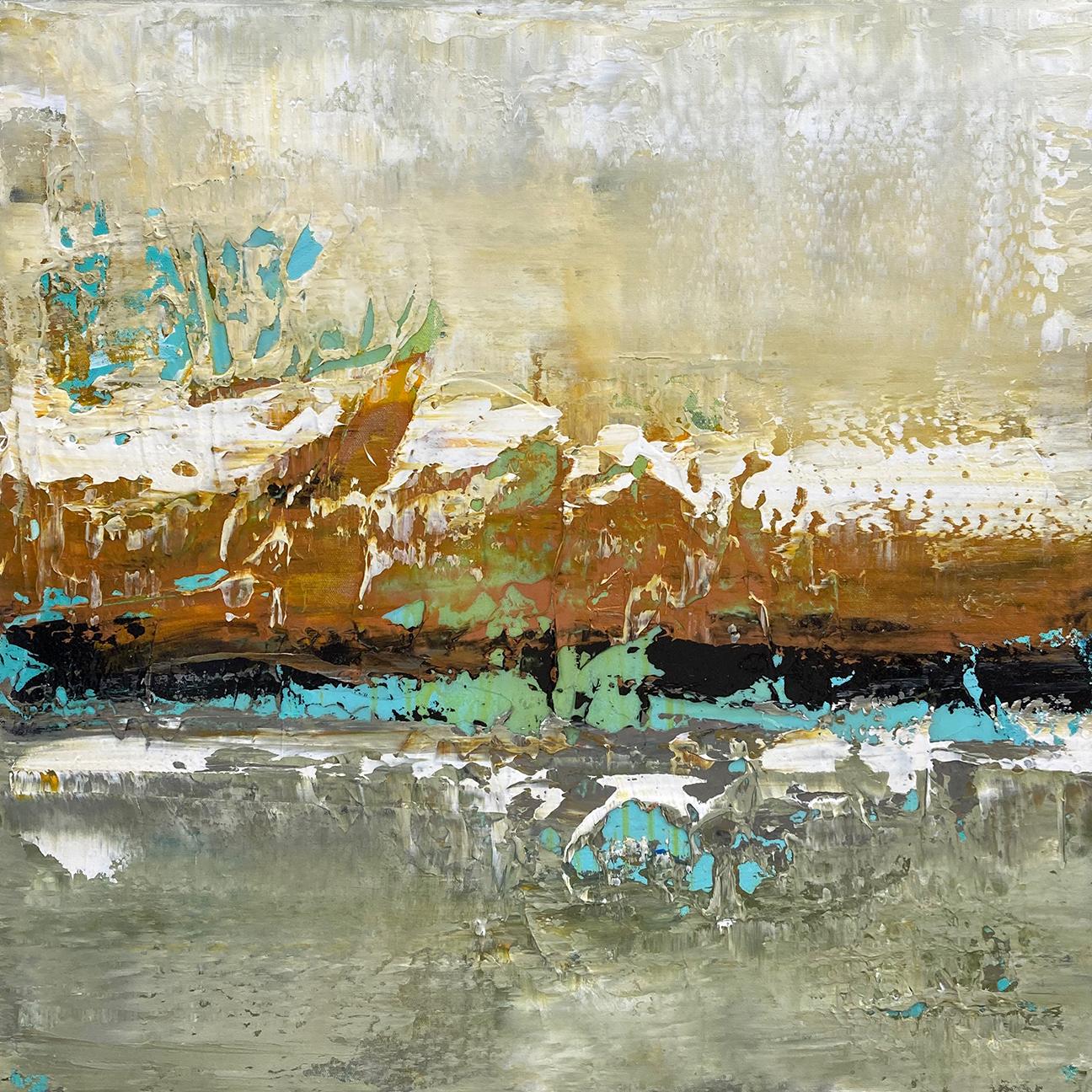 Untitled, no 3 - Earthy Hues Textured Abstract Landscape Painting - Mixed Media Art by Brad Robertson
