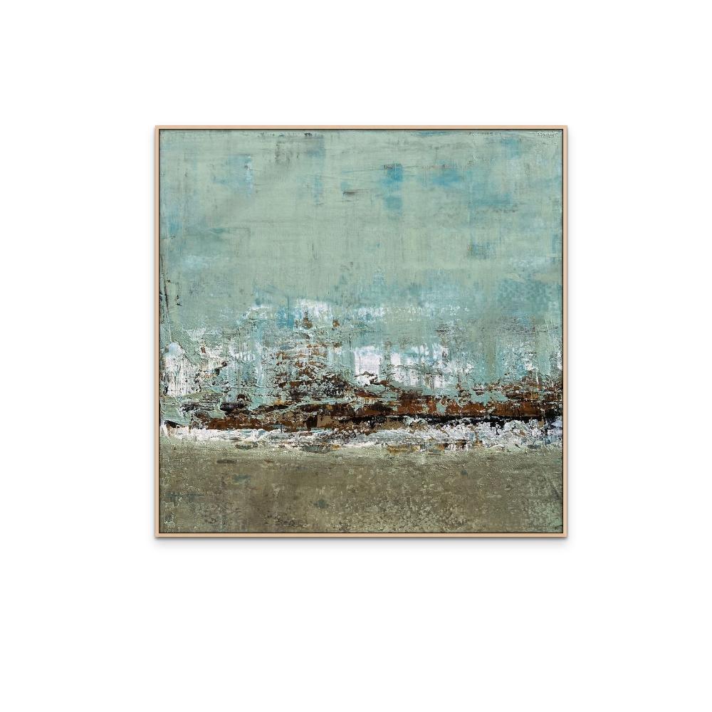 Sans titre, n° 4 - Peinture de paysage abstrait texturé contemporaine bleu/gris - Abstrait Mixed Media Art par Brad Robertson