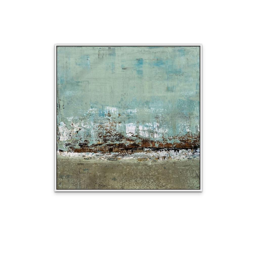 Sans titre, n° 4 - Peinture de paysage abstrait texturé contemporaine bleu/gris en vente 1