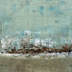 Untitled, no 4 - Blue/Grey Contemporary Textured Abstract Landscape Painting