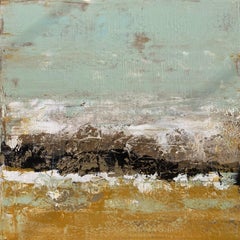 Untitled, no 5 - Yellow and Green Textured Abstract Landscape, Stretched Canvas