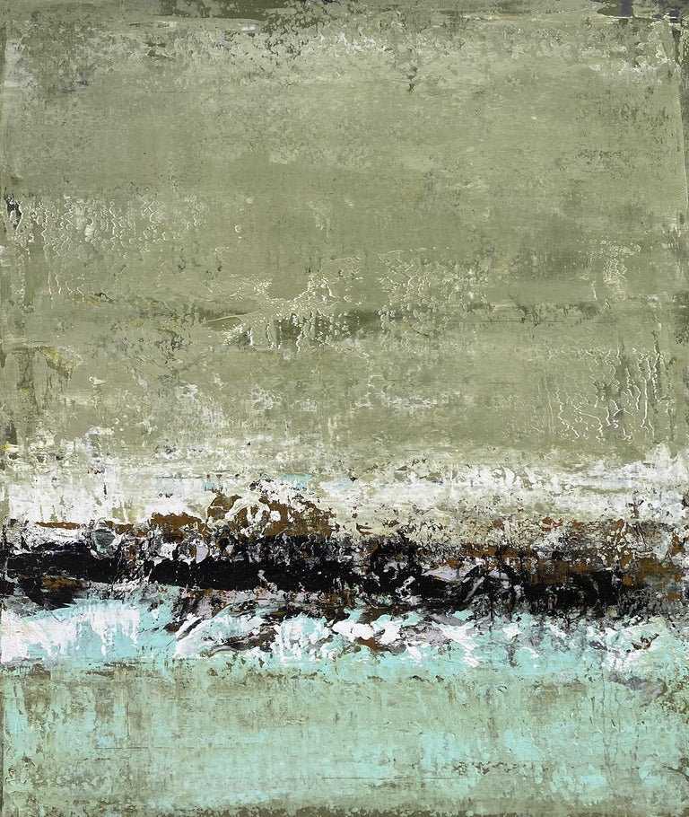 Brad Robertson - Untitled, no 7 -Green Contemporary Large Textured Abstract  Landscape Painting For Sale at 1stDibs