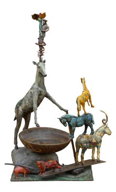 Another Way Around, Sculpture animalière en bronze avec patine peinte par Brad Rude