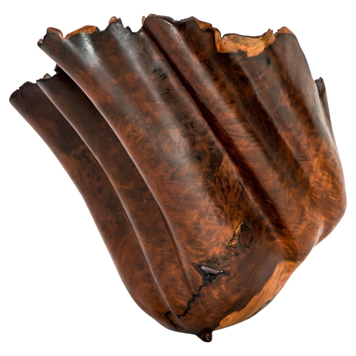 Brad Sells Organic Modern Redwood Abstract Vessel Sculpture 1997 For Sale