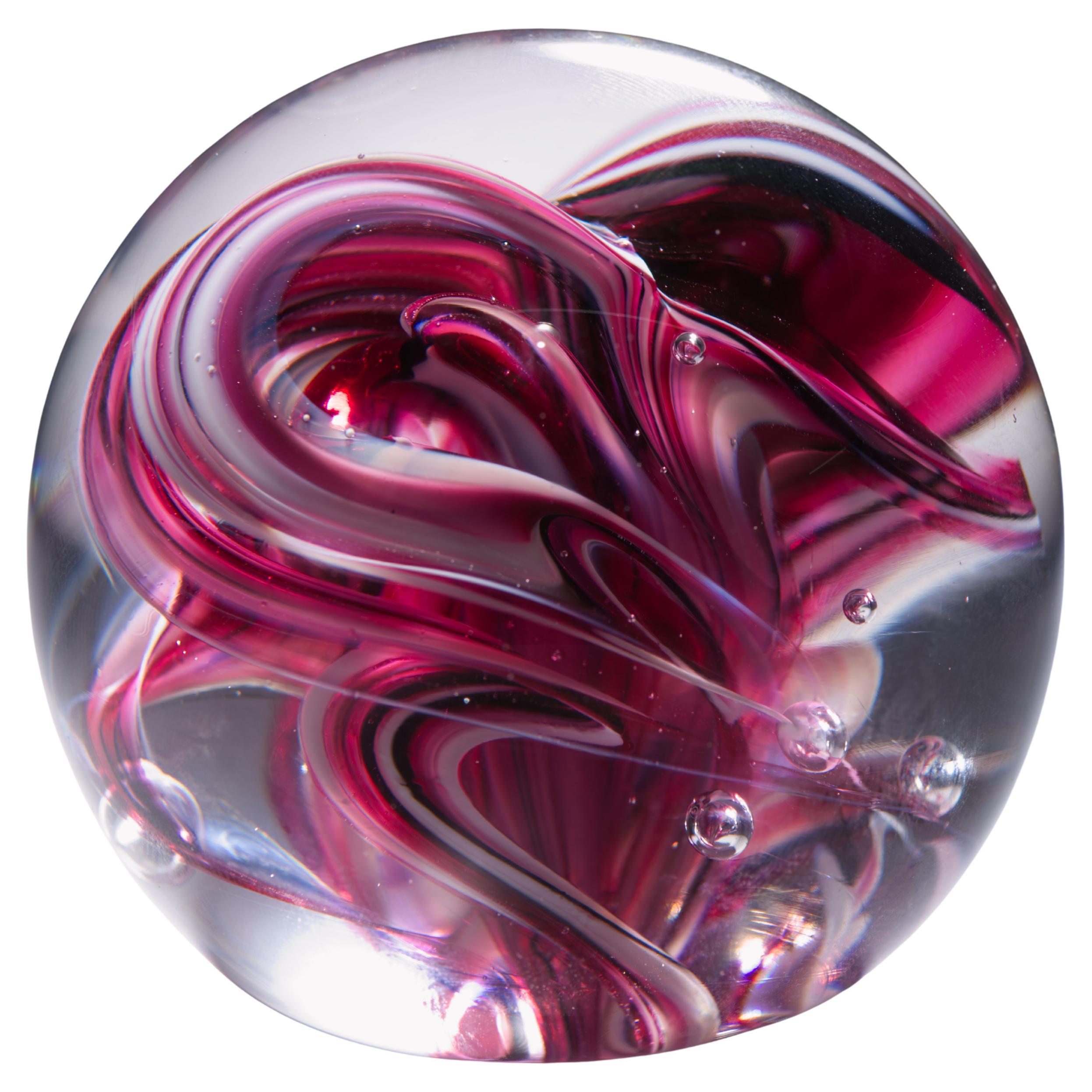 Brad Shute Abstract Red 
White Paperweight, American Art Glass For Sale