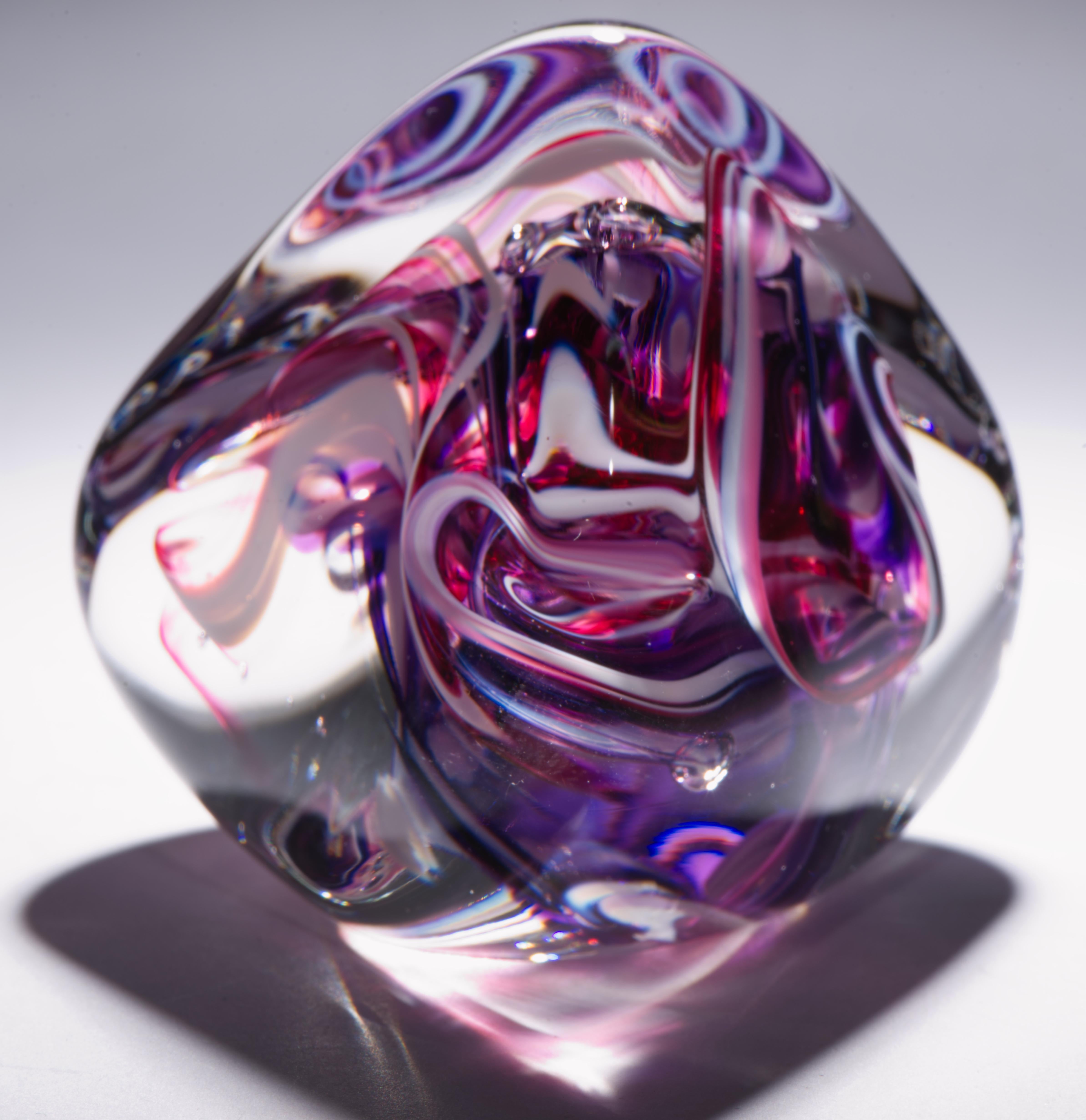 Brad Shute Abstrakte Skulptur oder Briefbeschwerer, Amerikanisches Kunstglas (Handgefertigt) im Angebot