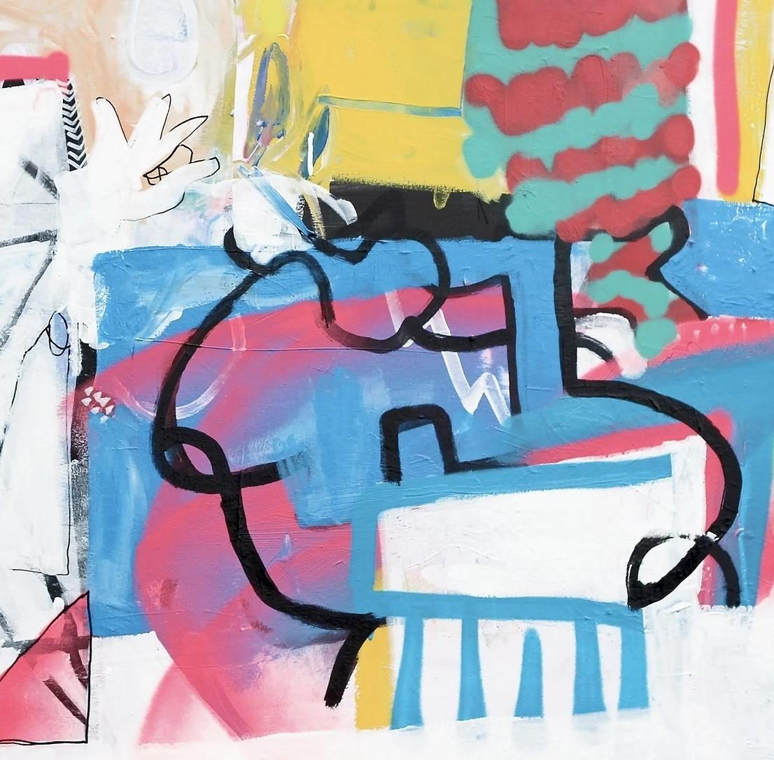 5 gambe - Arte astratta colorata: Tecnica mista su tela - Painting di Brad Waters