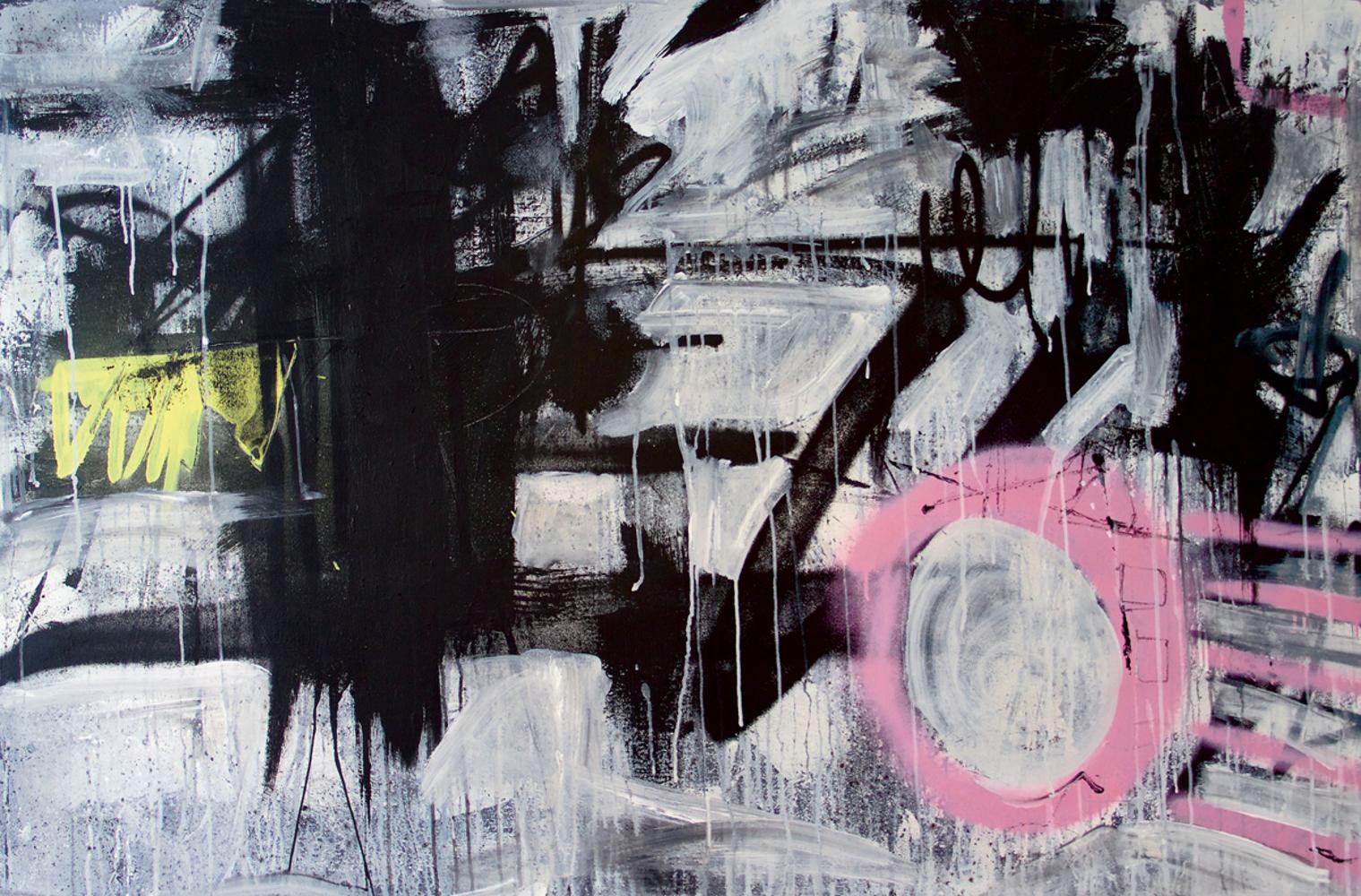 Brad Waters Abstract Painting - Flesh Hope Chaos - Abstract / Graffiti Art: Mixed Media on Canvas