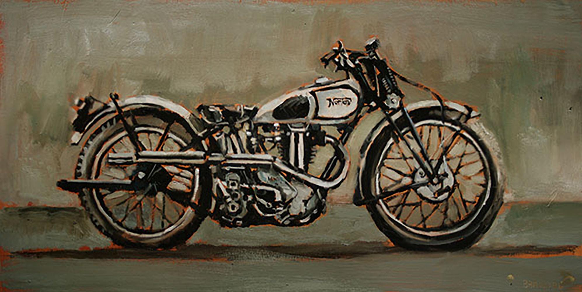 Bradford J. Salamon Still-Life Painting - 1940s Norton Motorcycle