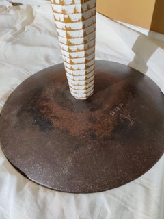 Bradford Smith Woodworking, PA  Pedestal Table, Iron base, Comic theme top