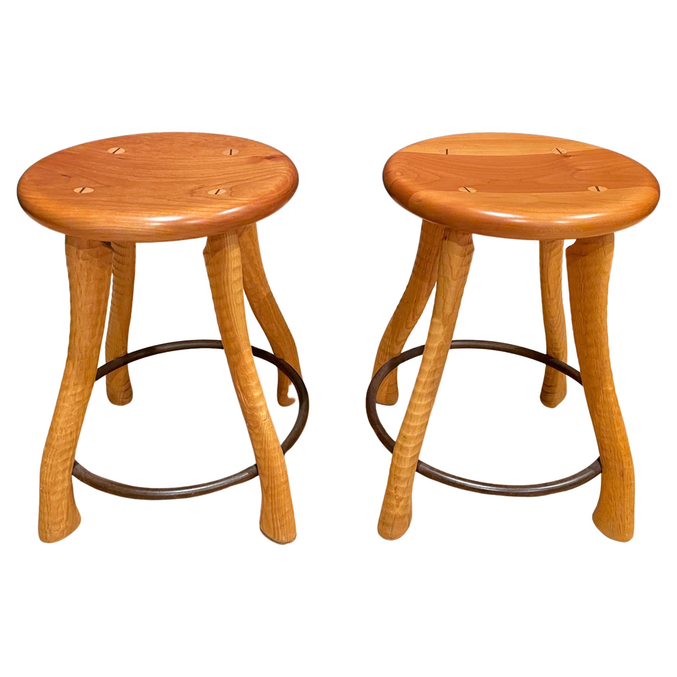 Bradford Woodworking Ax Handle Dining/Kitchen Stools For Sale