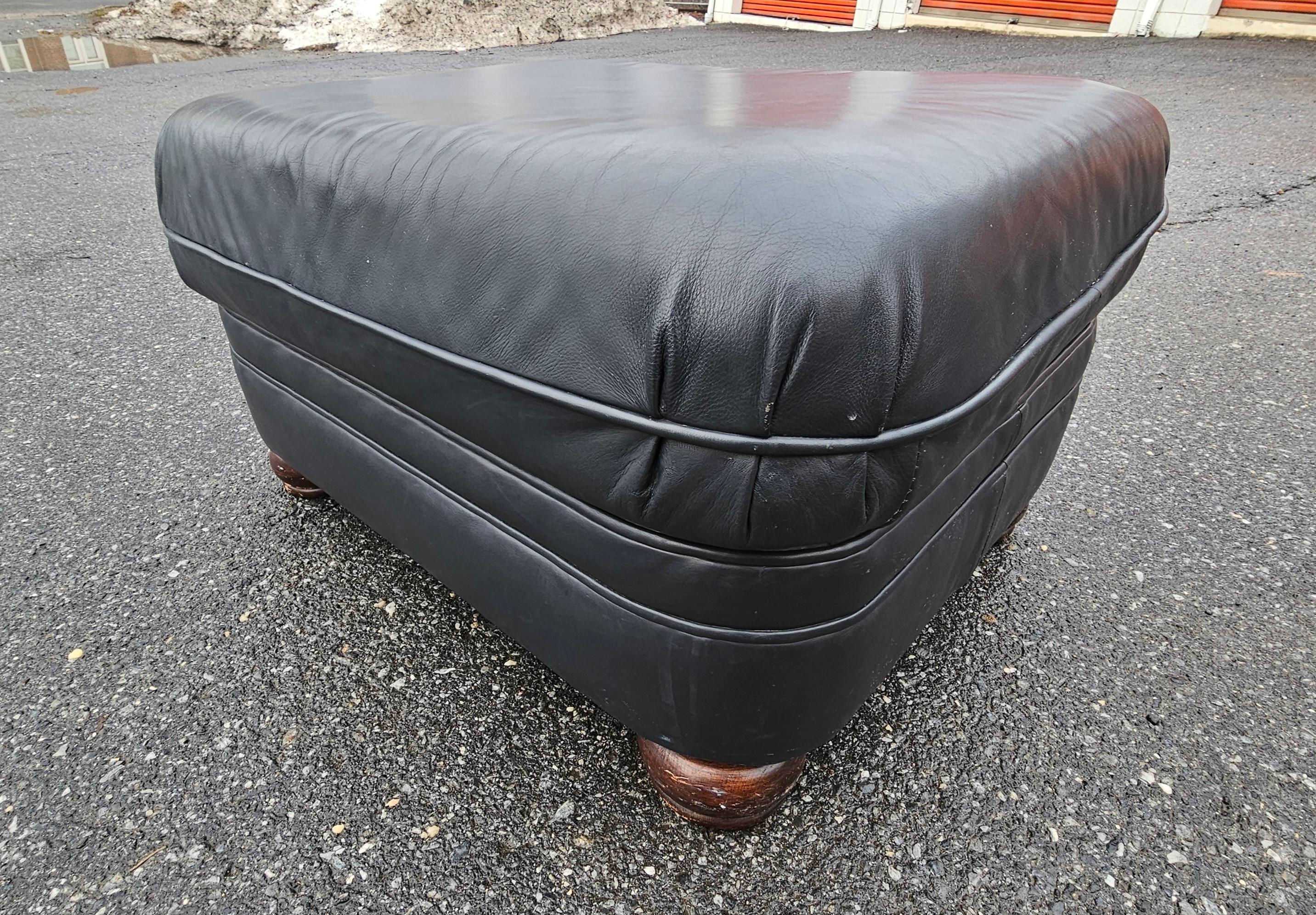 Other Bradington Young Black Top Grain Leather Ottoman For Sale