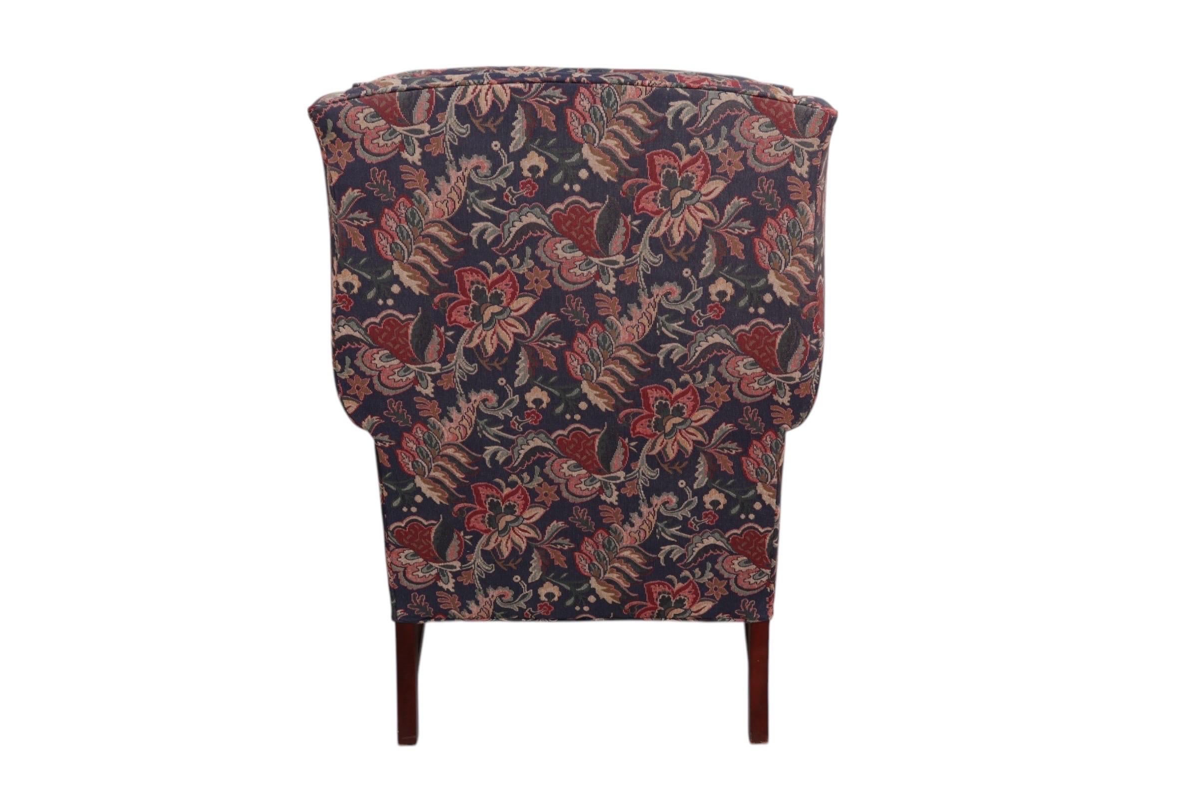 20th Century Bradington Young Georgian Style Wingback Chair and Ottoman For Sale