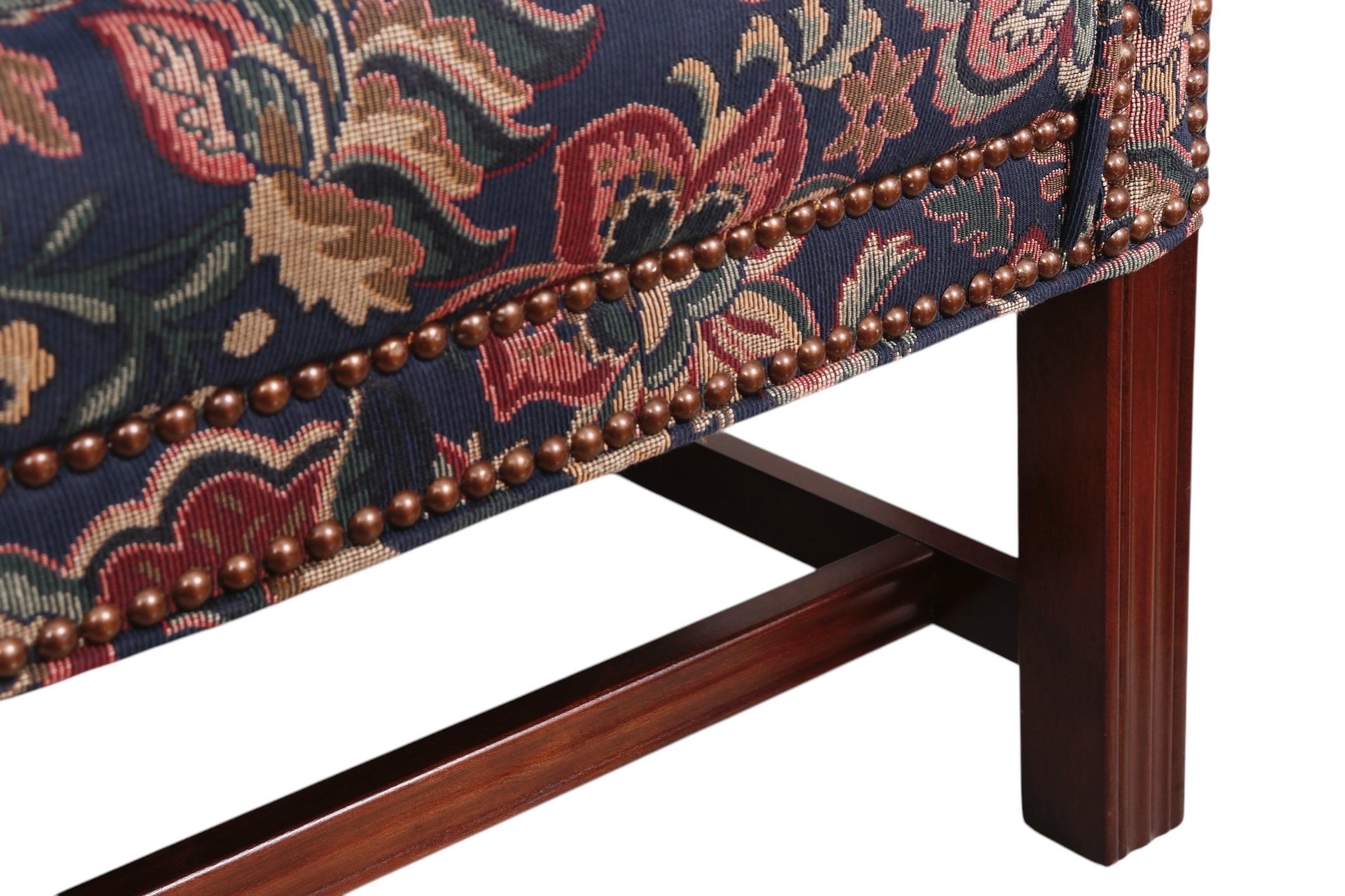 Bradington Young Georgian Style Wingback Chair and Ottoman For Sale 2