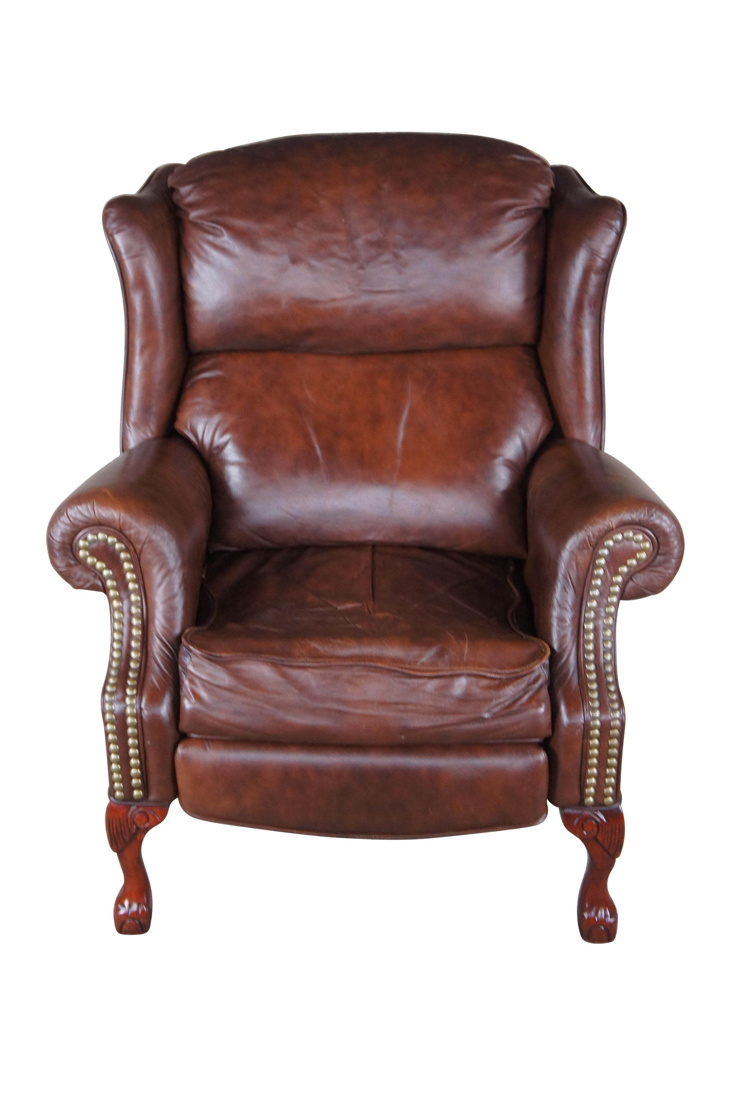 brown leather wingback recliner