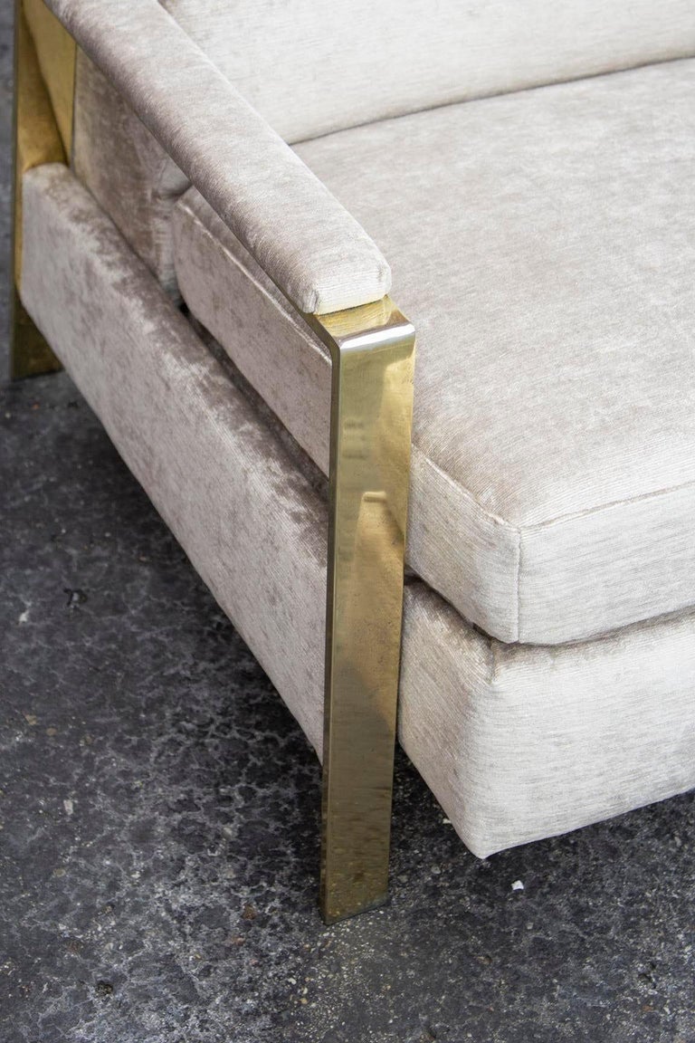 Bradington Young Milo Baughman Style Brass Frame Recliner For Sale at