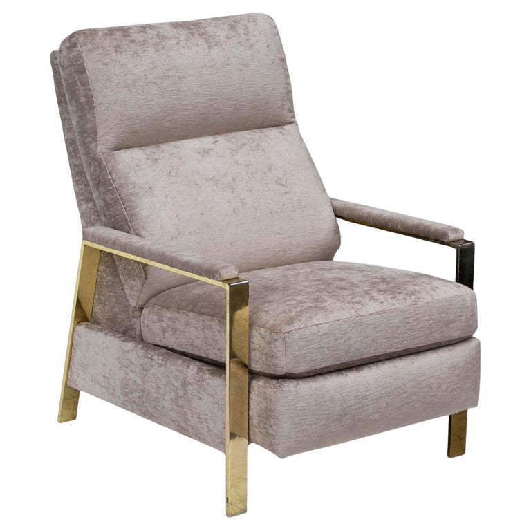 Bradington Young Milo Baughman Style Brass Frame Recliner For Sale at