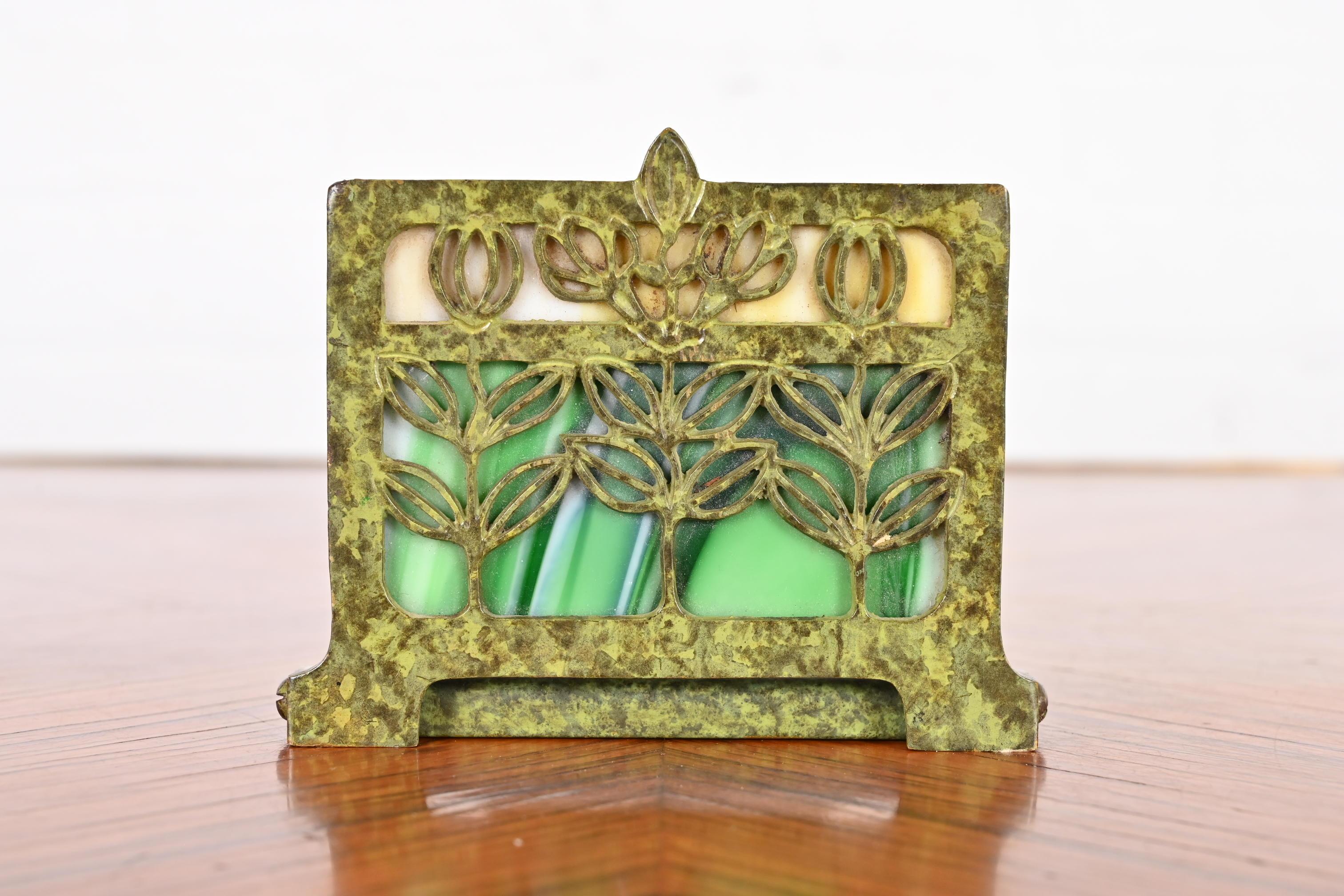 Bradley and Hubbard - Porte-livres extensible Art Nouveau en bronze et verre de glace en vente 8