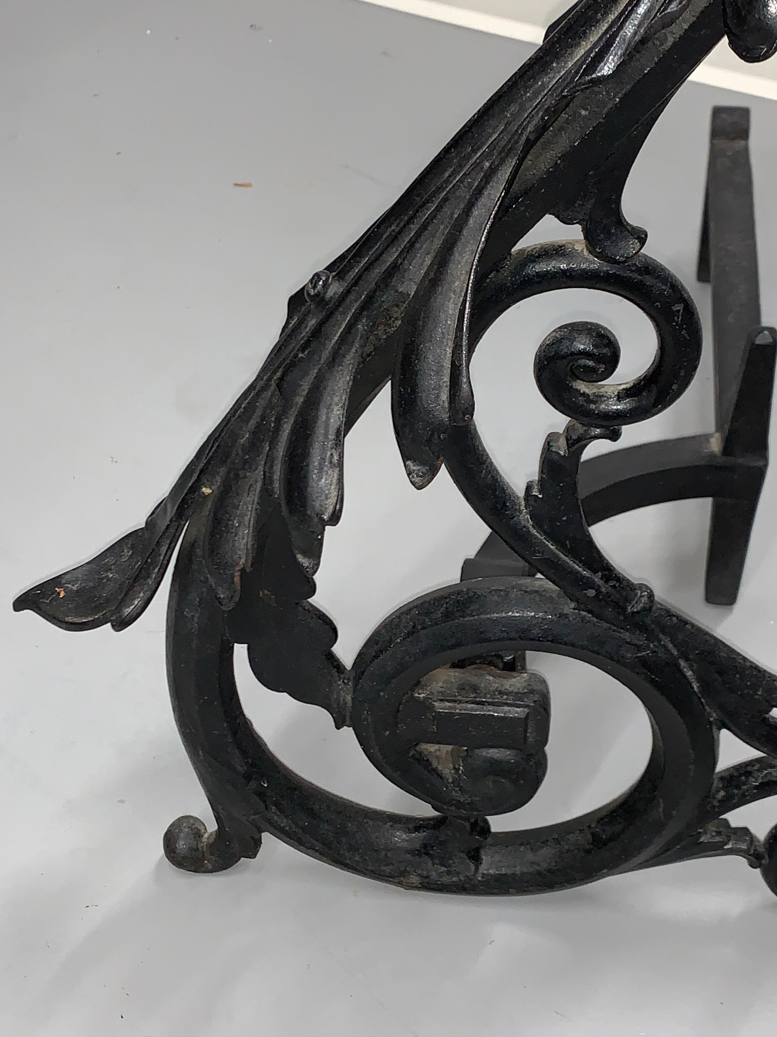 20th Century Bradley and Hubbard Dragon Andirons