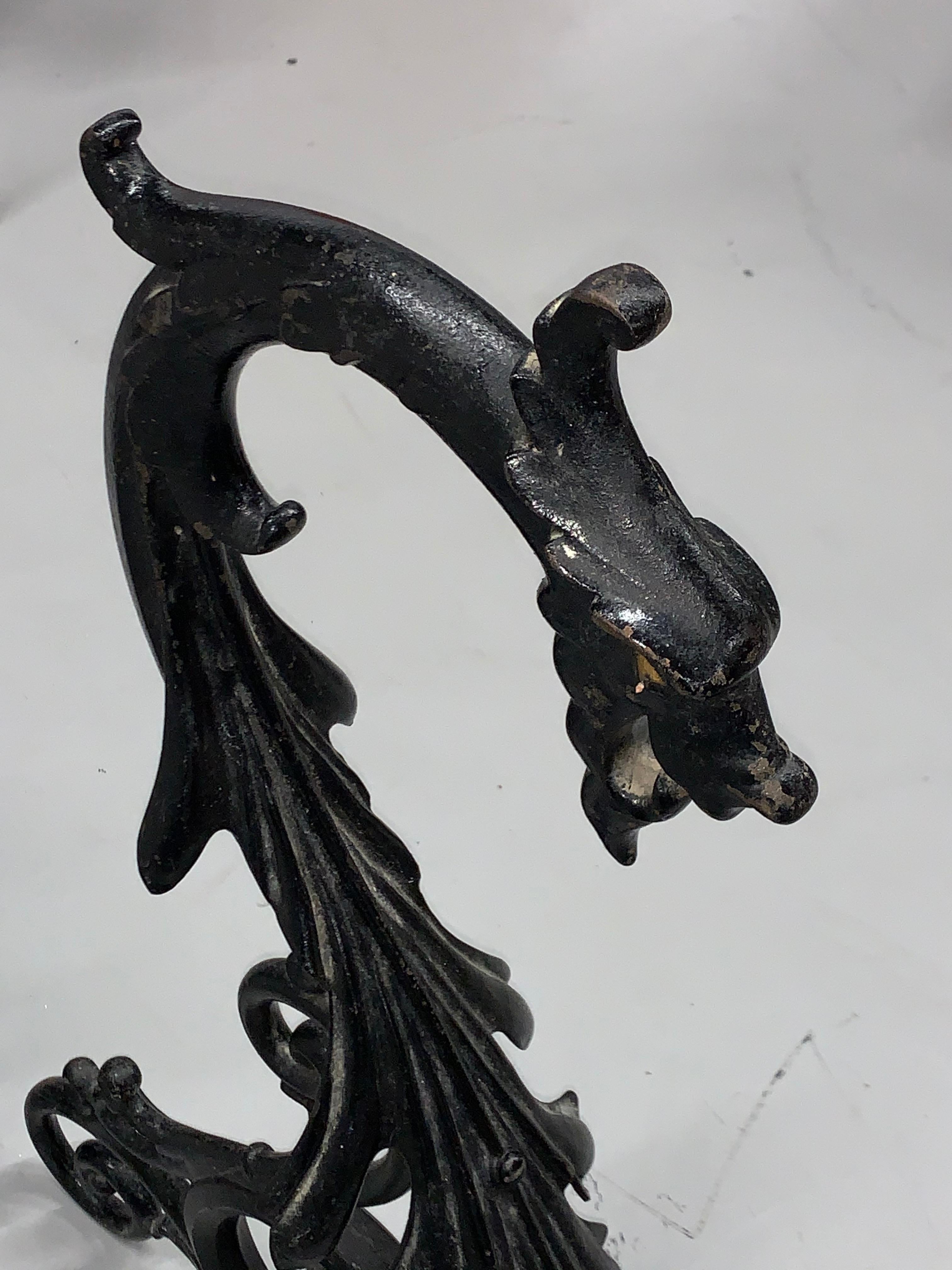 Iron Bradley and Hubbard Dragon Andirons