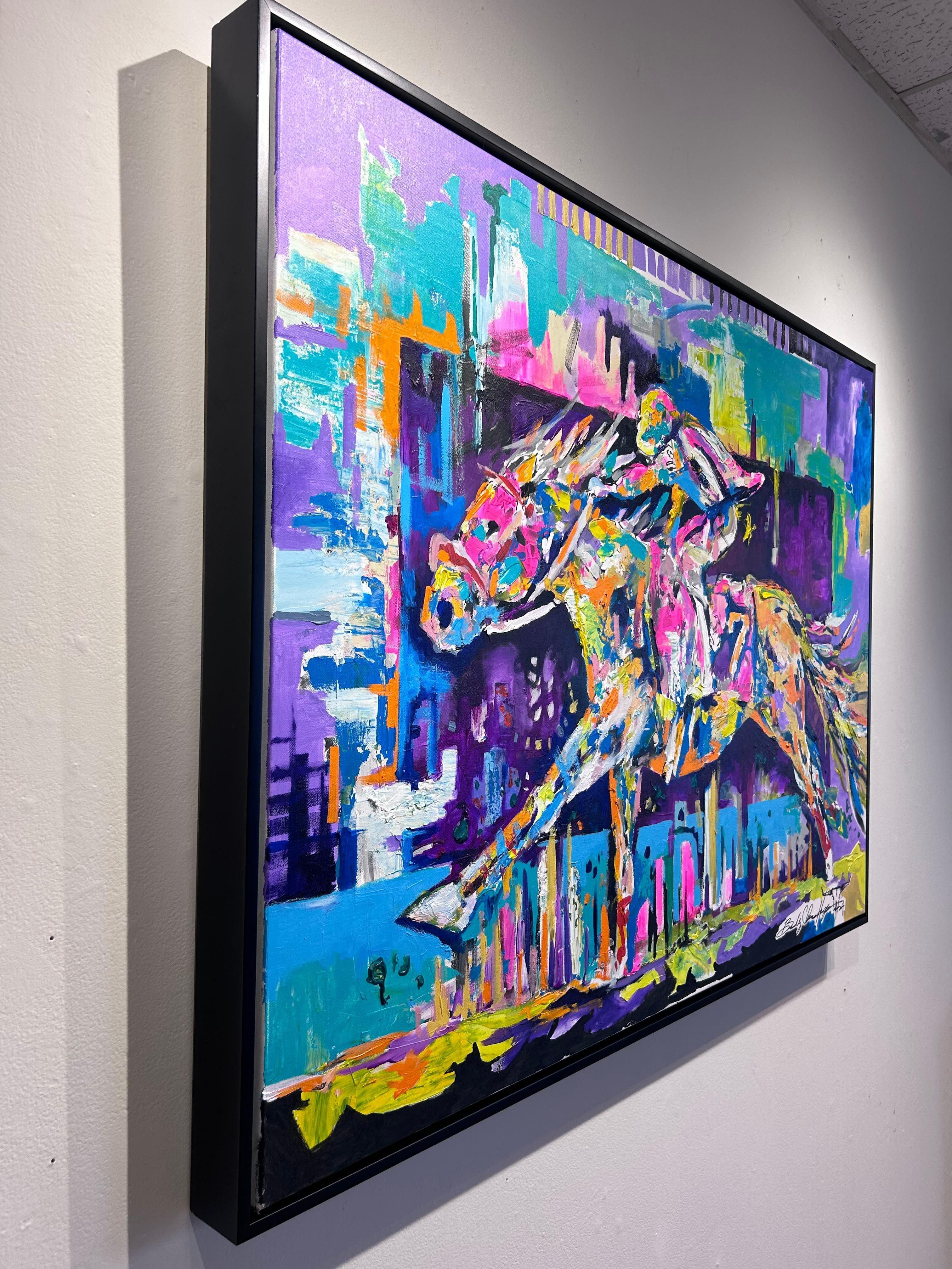 Bradley Chance Hays « Connected », peinture abstraite colorée de course de chevaux d'équitation en vente 2