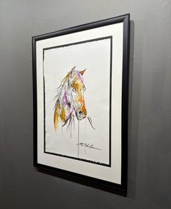 Bradley Chance Hays, "Mirada noble" Pintura equina moderna en acuarela y tinta sobre caballo