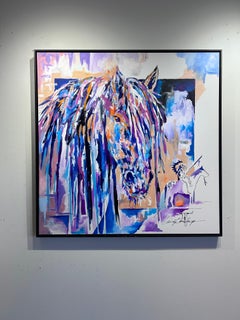 Bradley Chance Hays, "Preparation" 48x48 Colorful Modern Horse Western Painting
