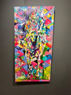 Bradley Chance Hays "Sprint to Victory" Colorful Abstract Equine Horse Painting