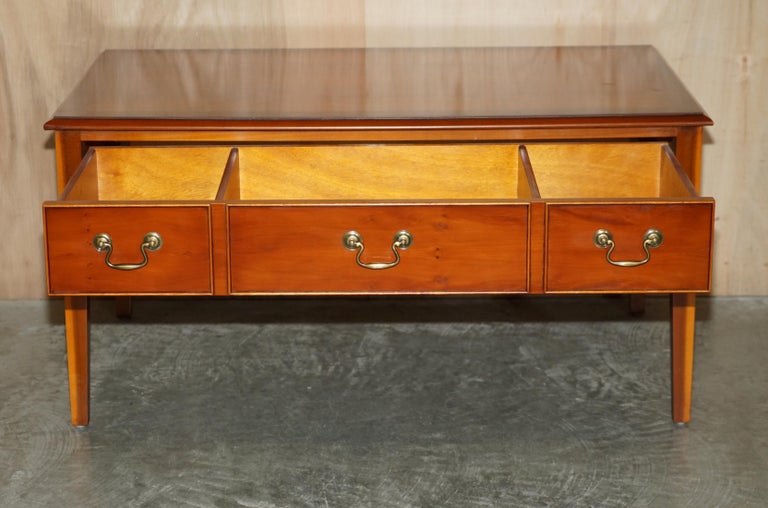 Bradley Furniture Burr Yew Wood Two Drawer Coffee Table + Butlers