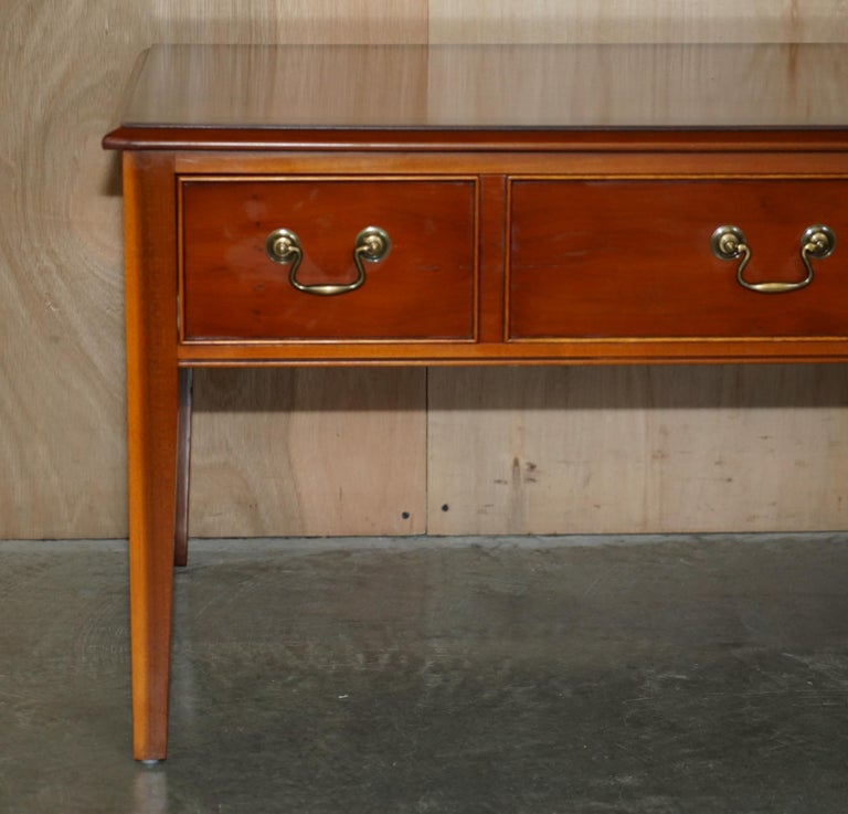 Bradley Furniture Burr Yew Wood Two Drawer Coffee Table + Butlers