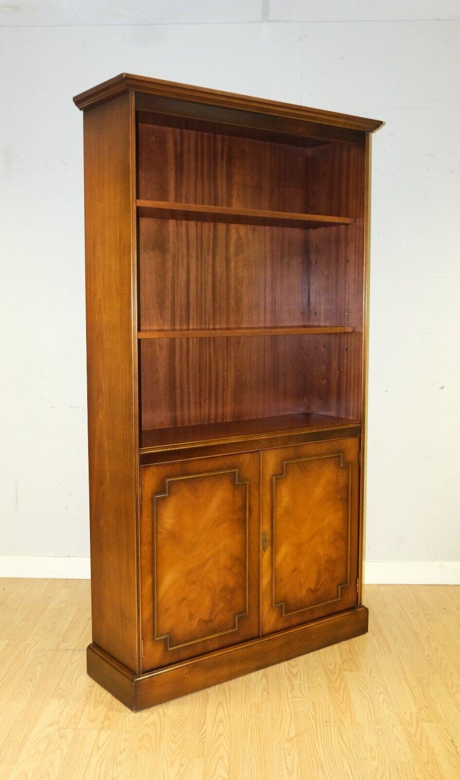 Art Deco BRADLEY FURNITURE ENGLAND YEW WOOD OPEN LiBRARY BOOKCASE CUPBOARD BASE For Sale