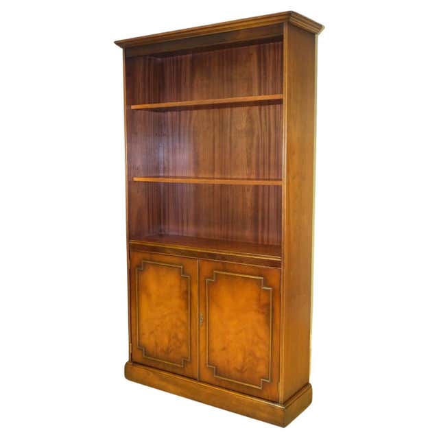 Lovely Bradley Furniture England Yew Wood Open Library Bookcase ...