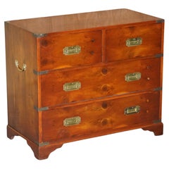 Bradley Furniutre Vintage Burr Yew Wood Military Campaign Chest of Drawers