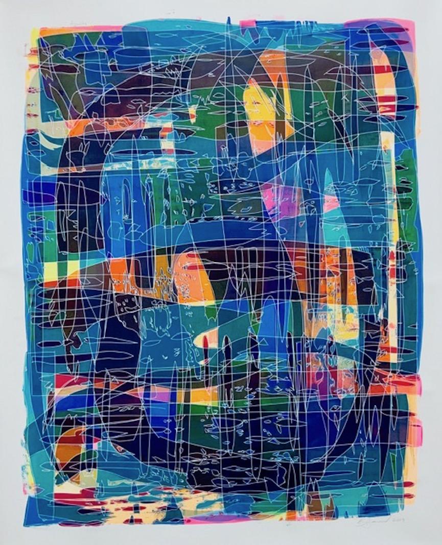 Bradley Harms Abstract Painting - Azurite, Contemporary, Abstract, Colourful, Acrylic on Paper