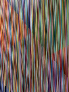 Blue Monday, Contemporary, Op-Art, Abstract, Line Focused, Painting