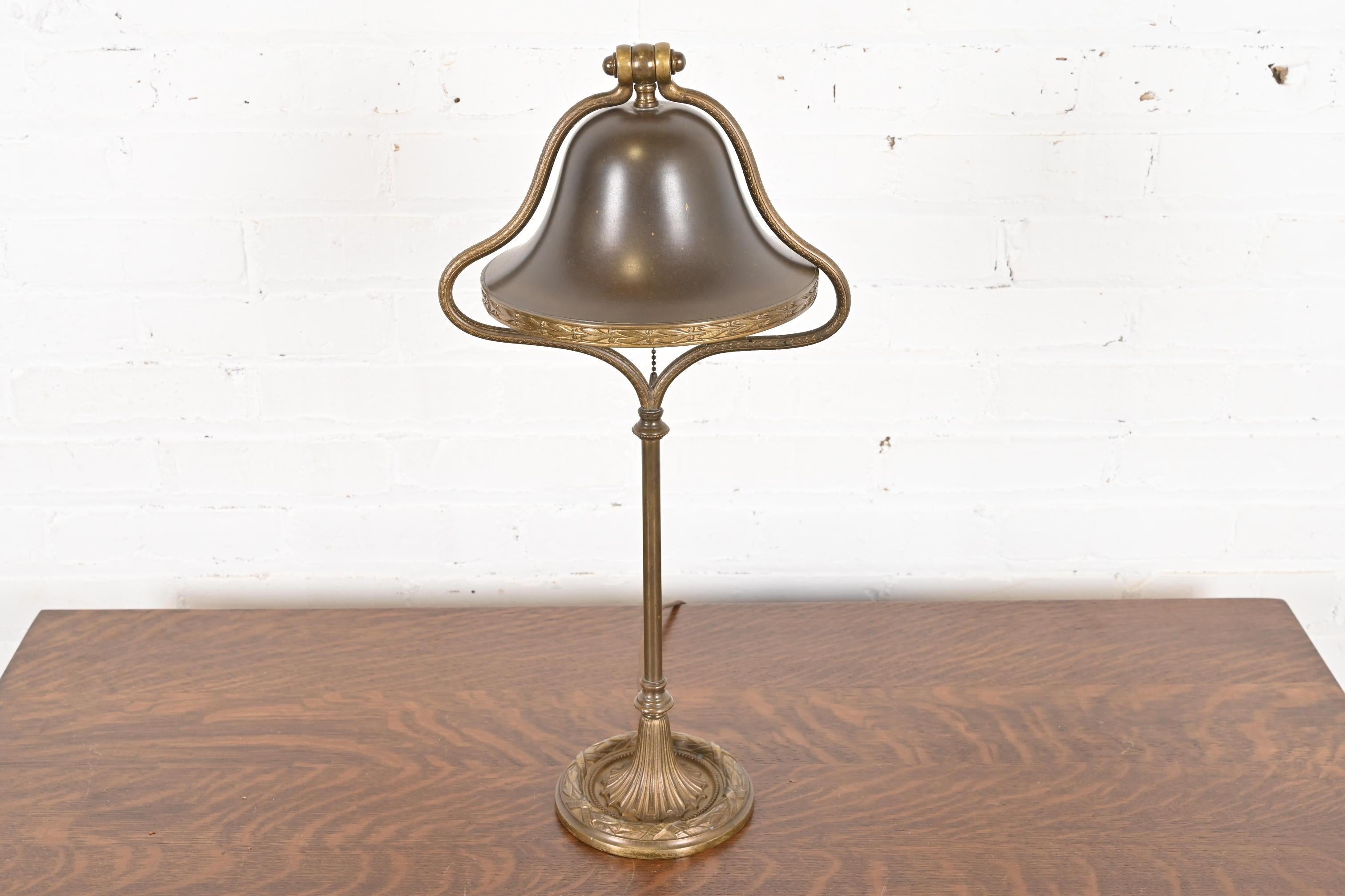 American Bradley & Hubbard Arts and Crafts Harp Desk Lamp or Table Lamp, Circa 1920s For Sale