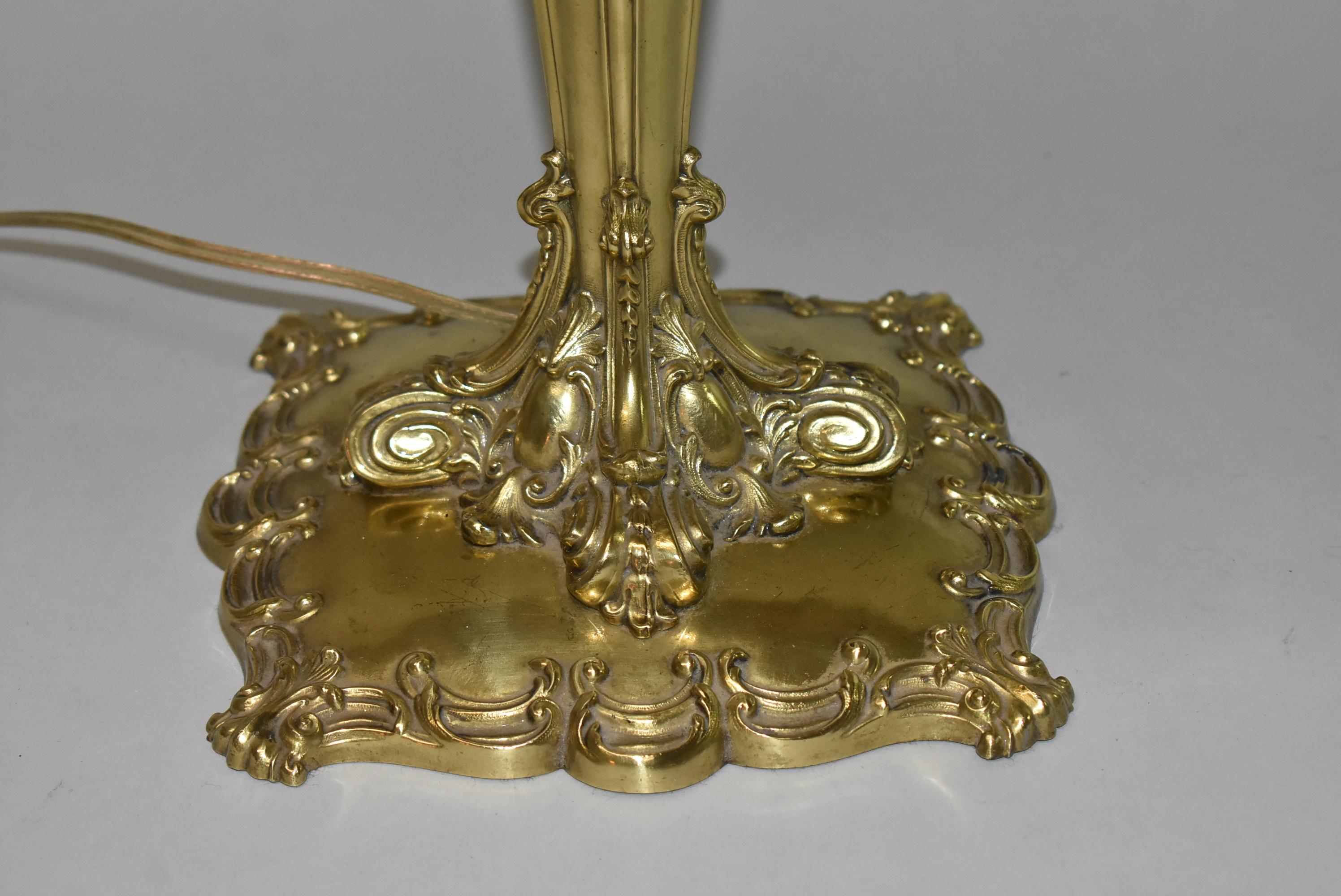 Bradley & Hubbard Brass 8 Panel Lamp For Sale 4