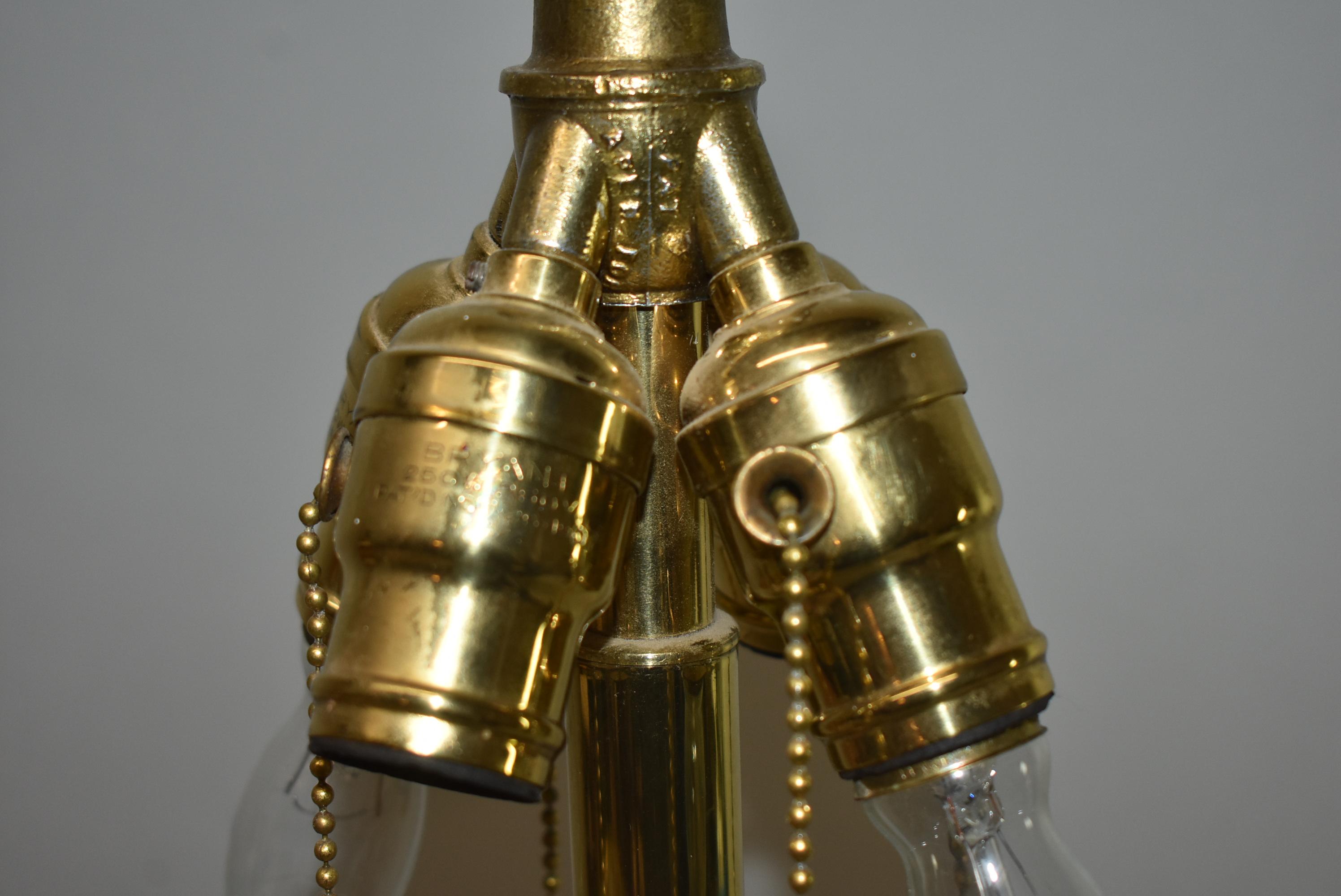 Bradley & Hubbard Brass 8 Panel Lamp For Sale 5