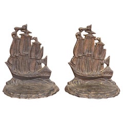 Sujetalibros de hierro fundido Bradley & Hubbard Clipper Ship, años 20