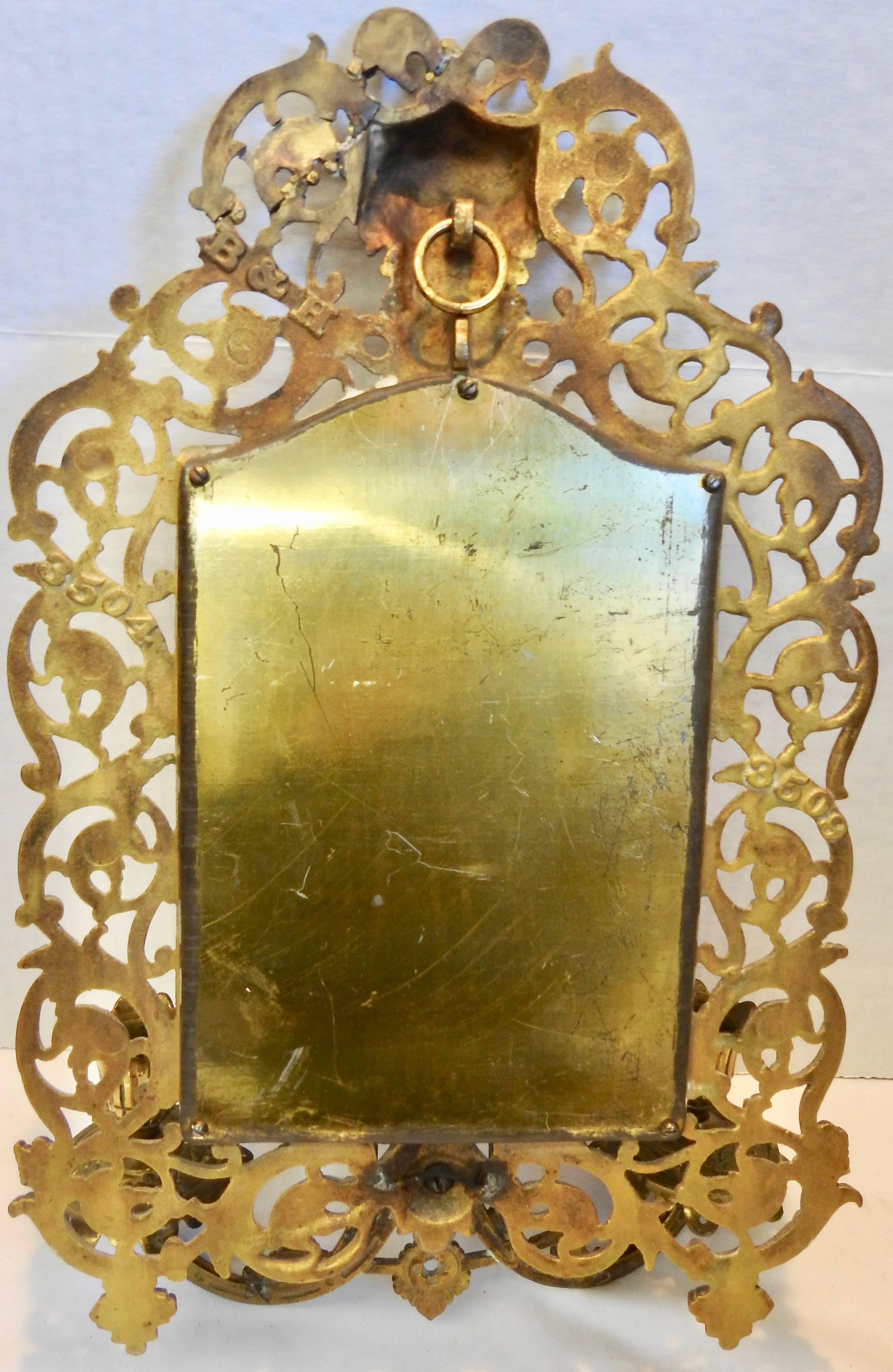 Bradley & Hubbard Co. Brass Beveled Mirror with Sconces, 20th Century In Good Condition For Sale In Cookeville, TN