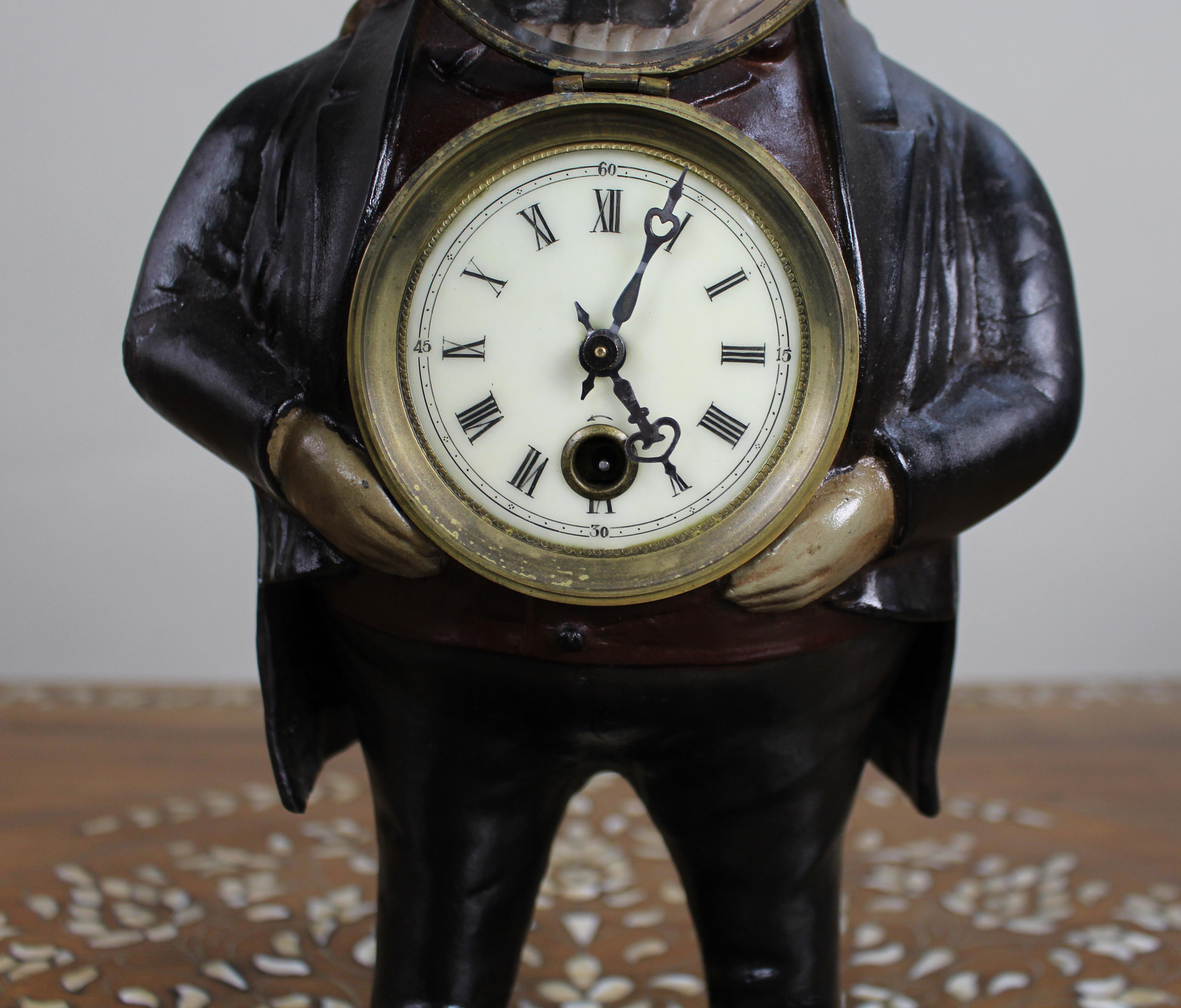 Bradley & Hubbard ‘John Bull’ Blinking Eye Clock – Pat. 1857 In Good Condition For Sale In Worcester, GB