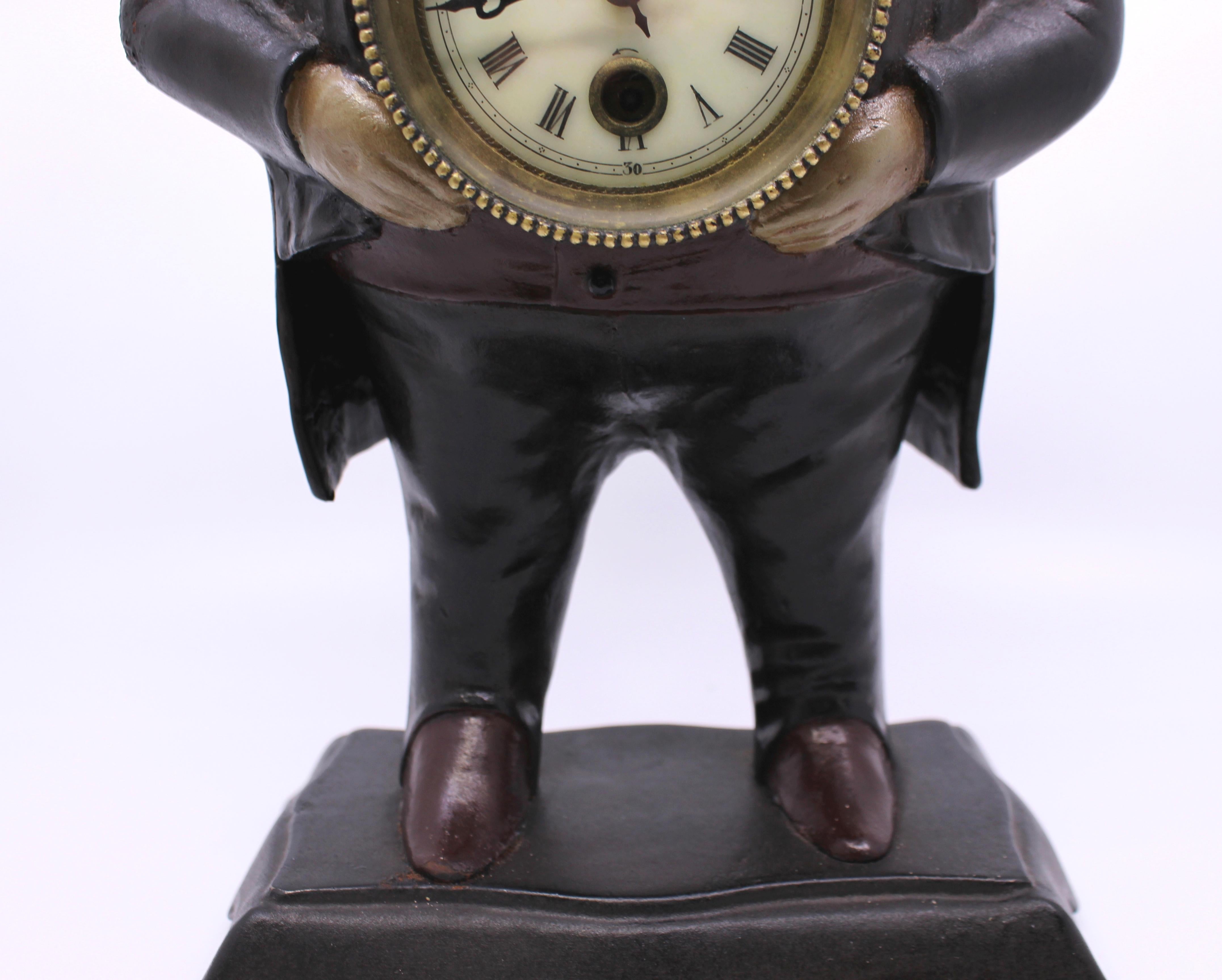 Iron Bradley & Hubbard John Bull Blinking Eye Novelty Clock For Sale